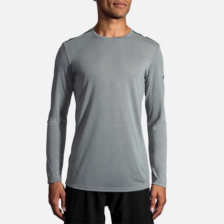 Brooks Distance Long Sleeve Running Shirt - Men's - Green (61348-DOBU)